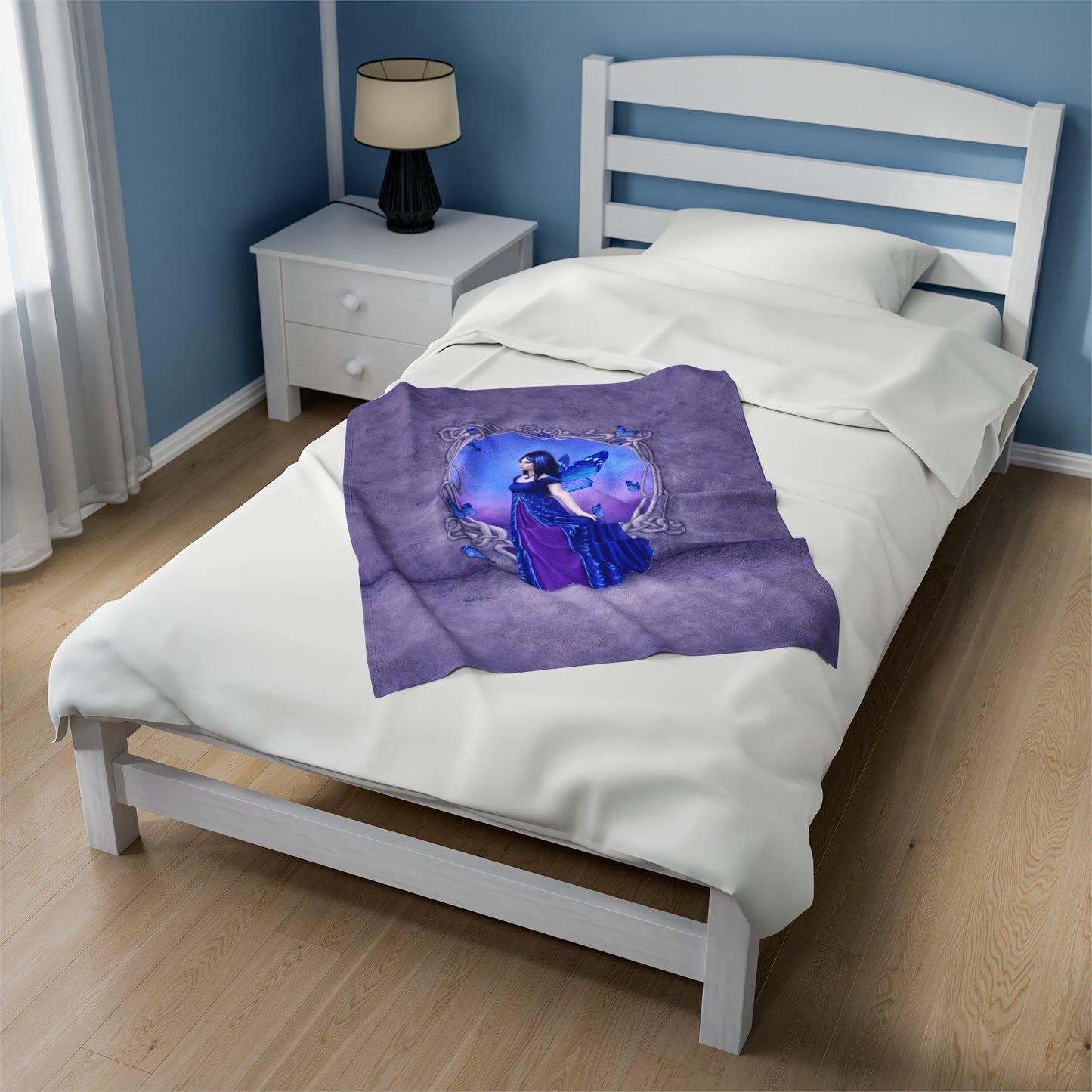 Velveteen Plush Blanket - Birthstones - Sapphire