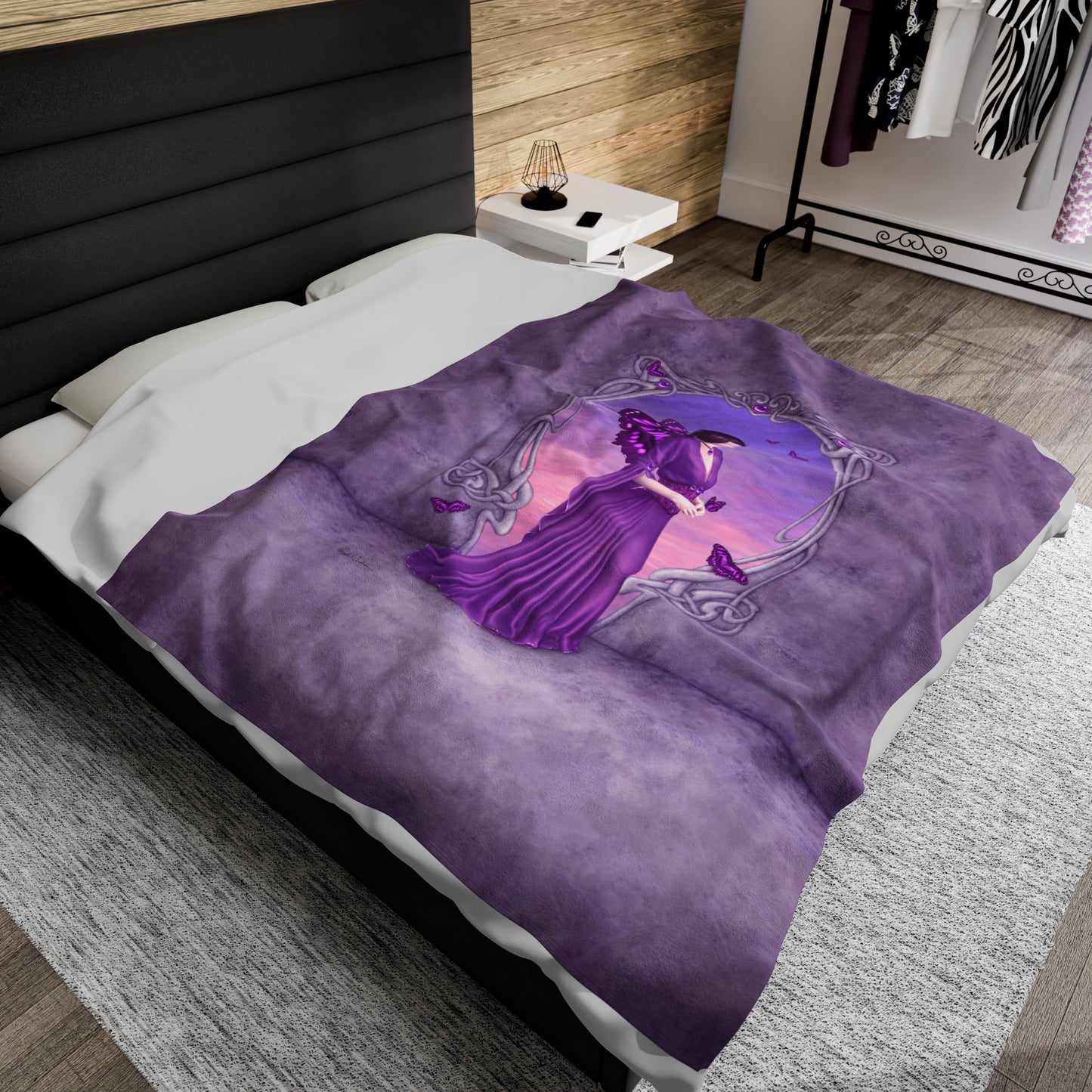 Velveteen Plush Blanket - Birthstones - Amethyst