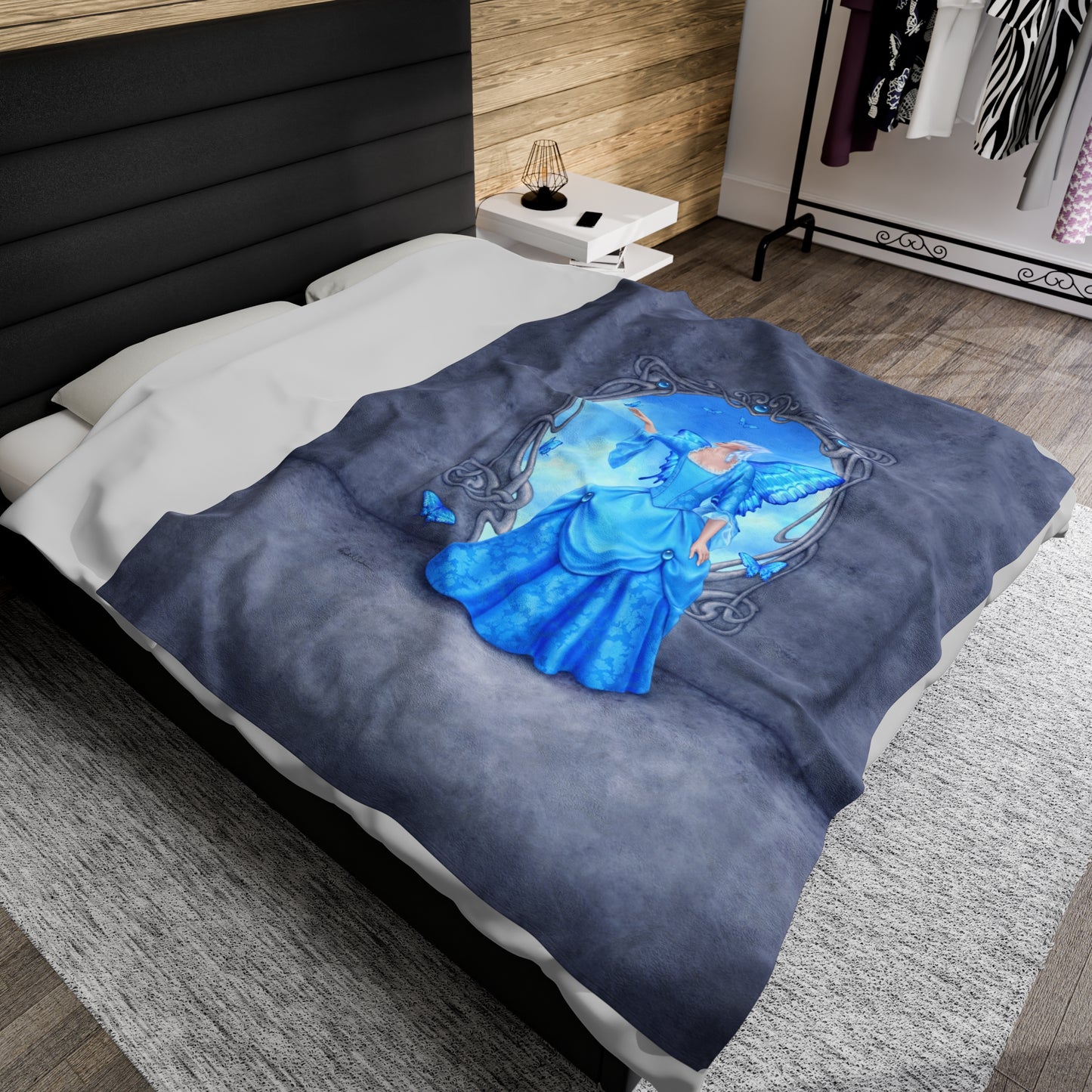 Velveteen Plush Blanket - Birthstones - Blue Topaz