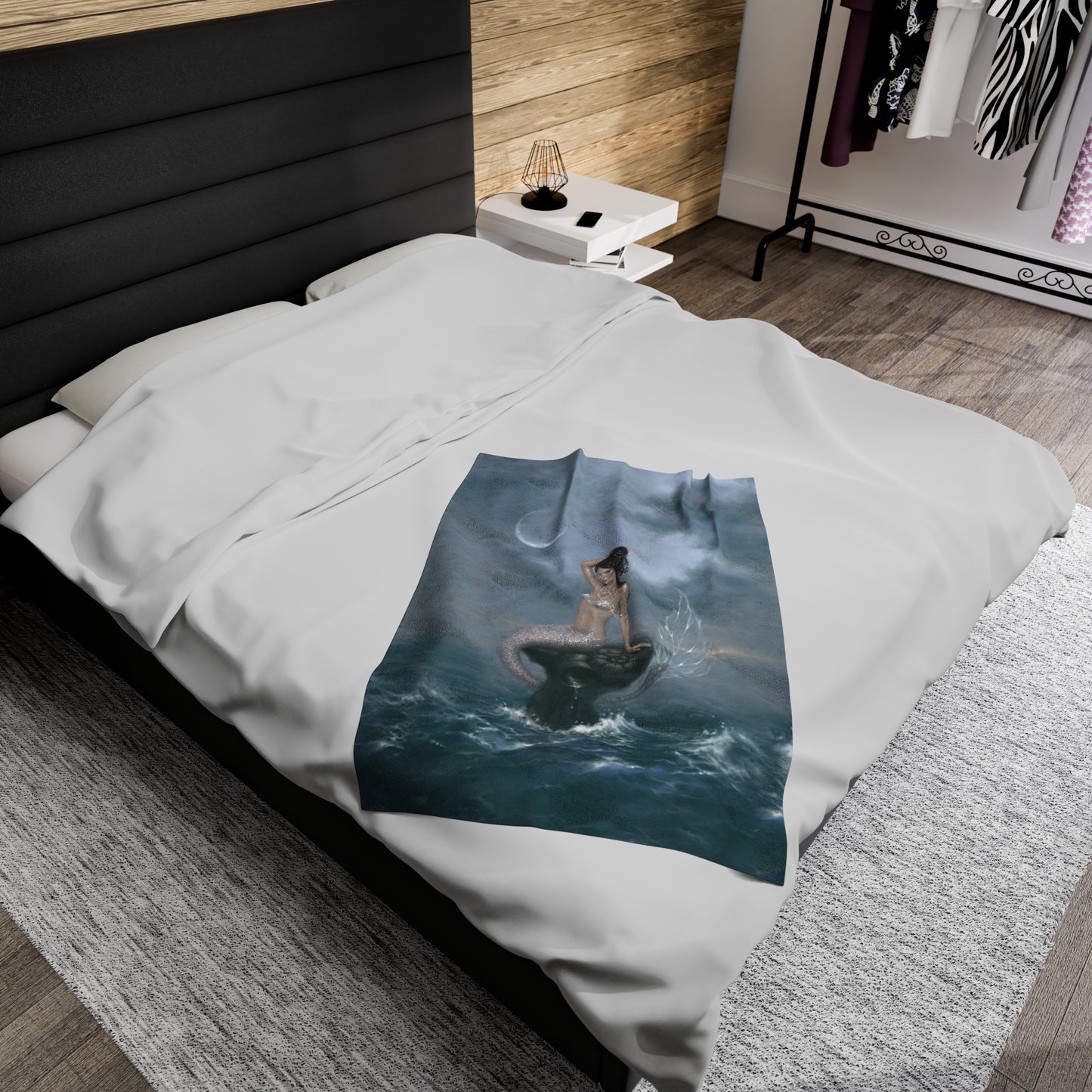 Velveteen Plush Blanket - Moon Tide
