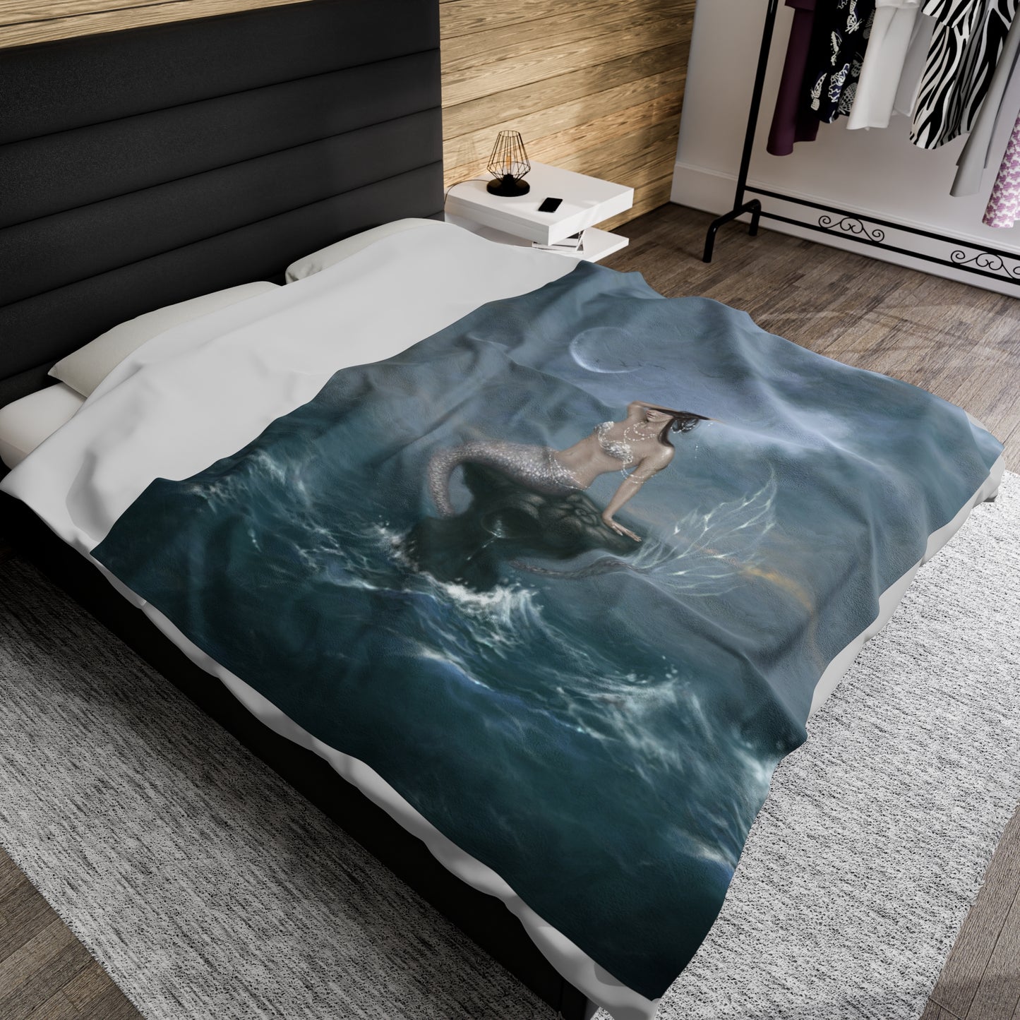 Velveteen Plush Blanket - Moon Tide