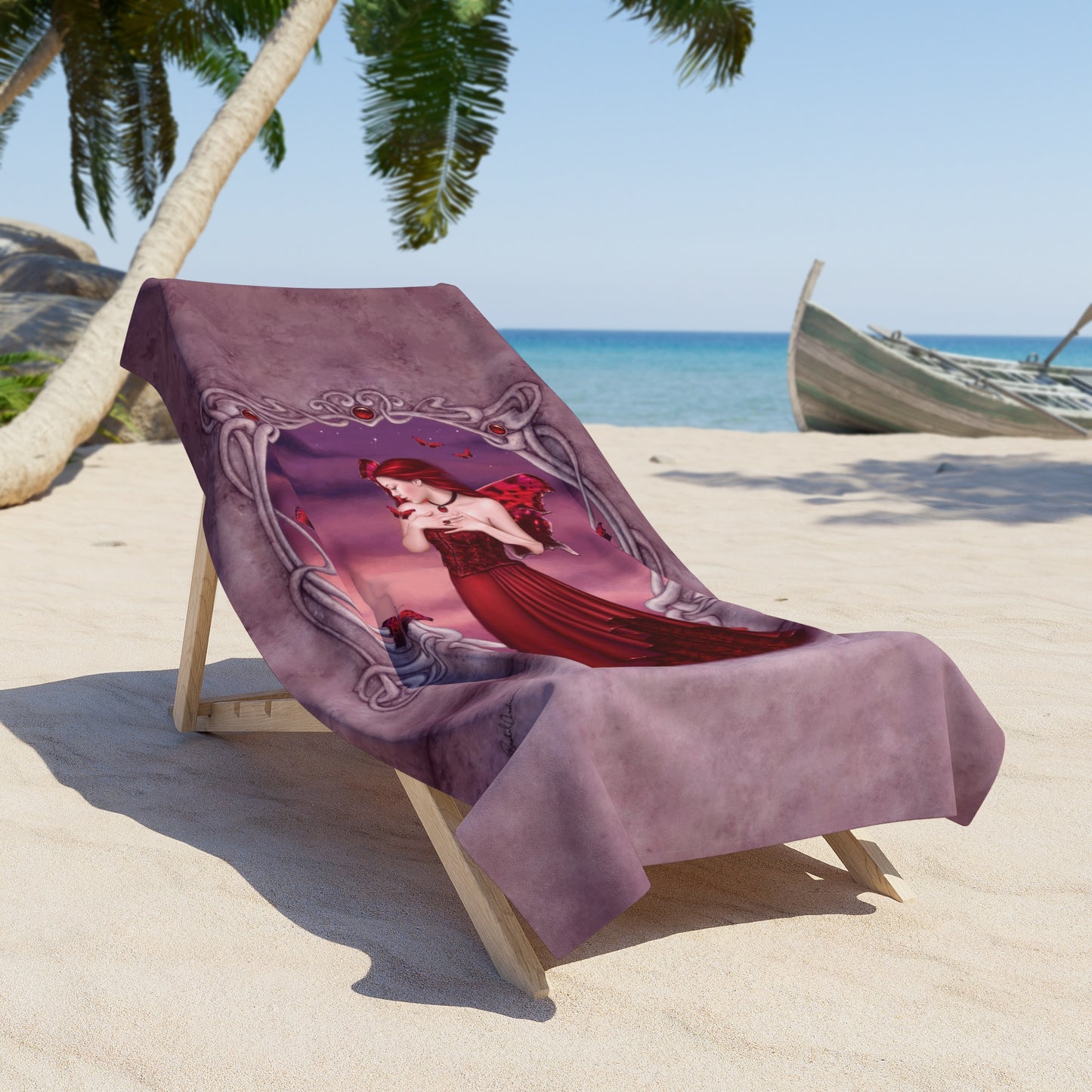 Beach Towel - Birthstones - Garnet