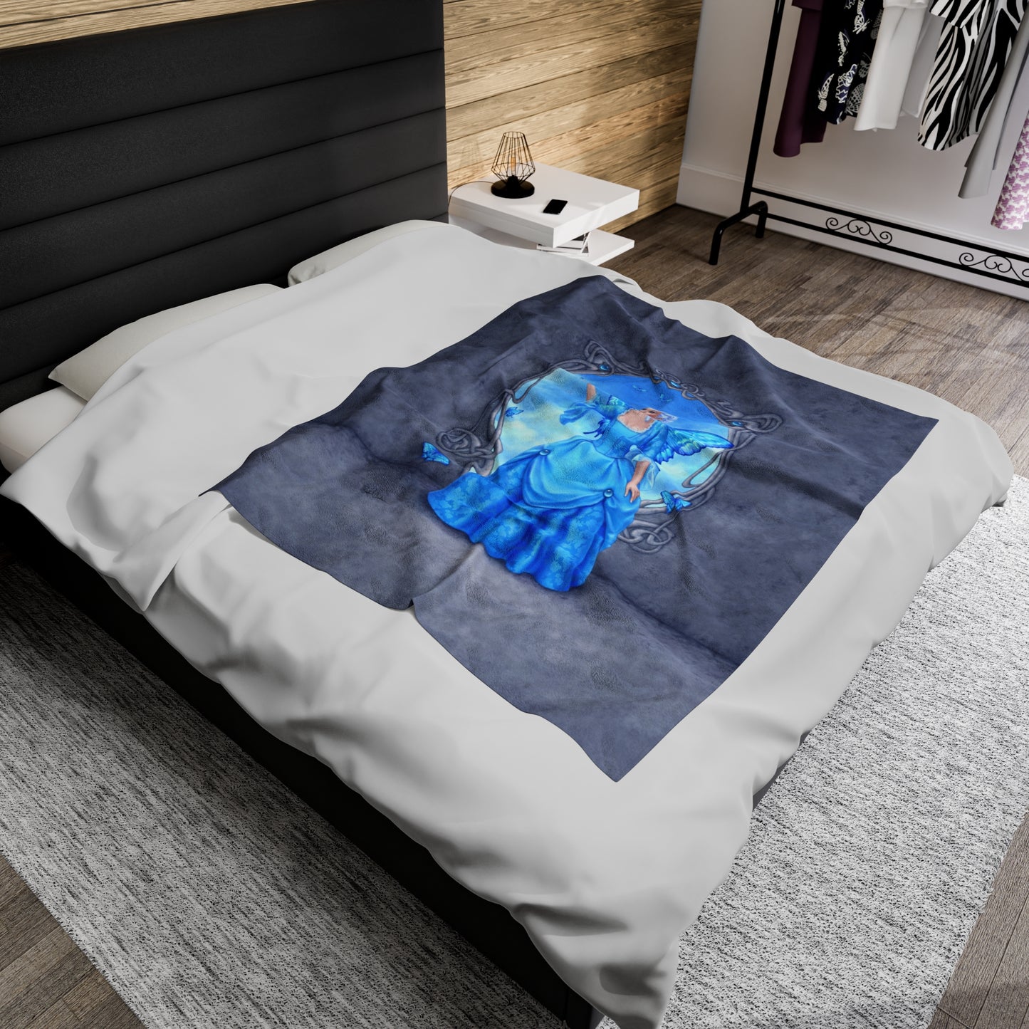 Velveteen Plush Blanket - Birthstones - Blue Topaz