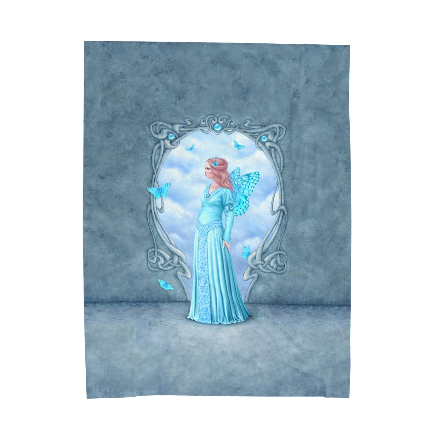 Velveteen Plush Blanket - Birthstones - Aquamarine