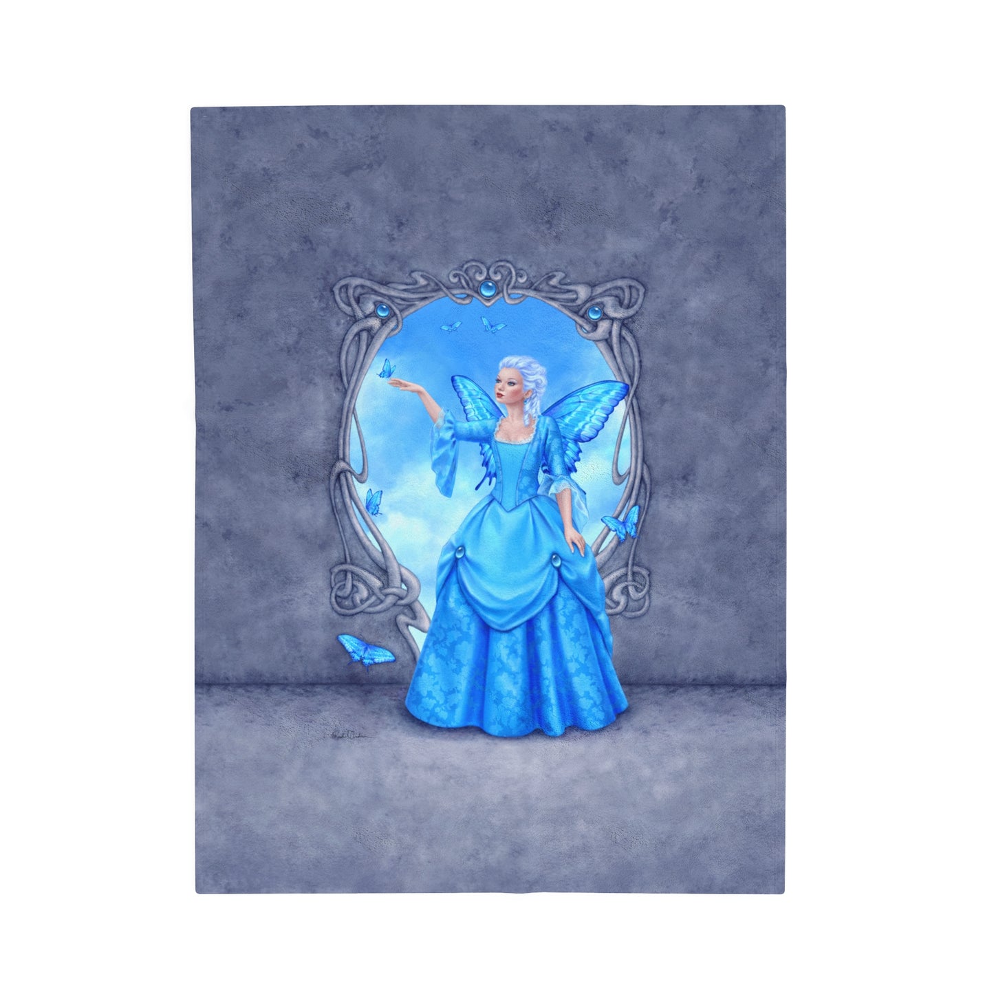 Velveteen Plush Blanket - Birthstones - Blue Topaz