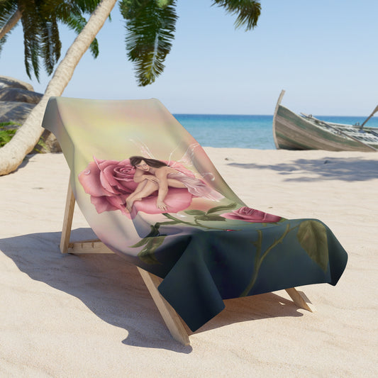 Beach Towel - Rose Flower Fairy