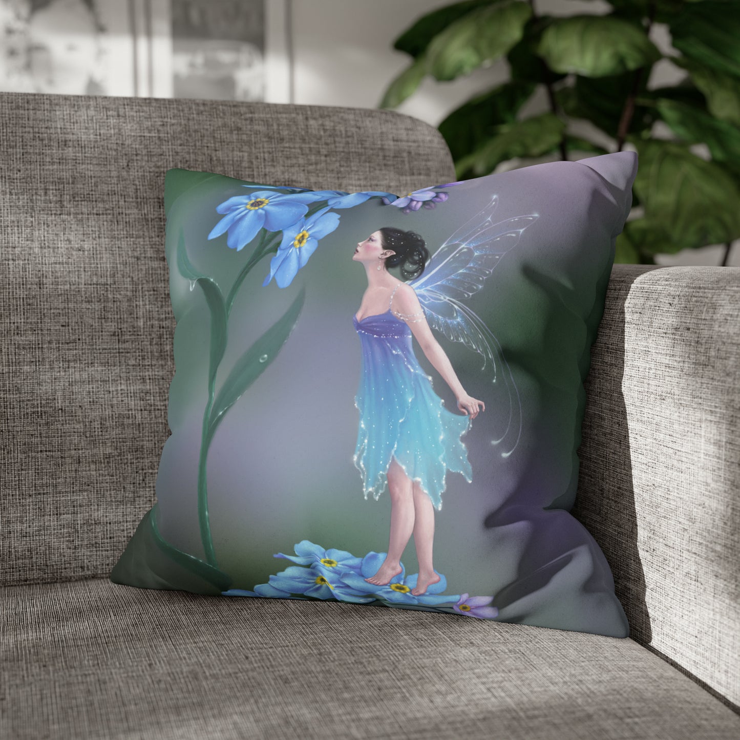 Throw Pillow Cover - Forget-Me-Not