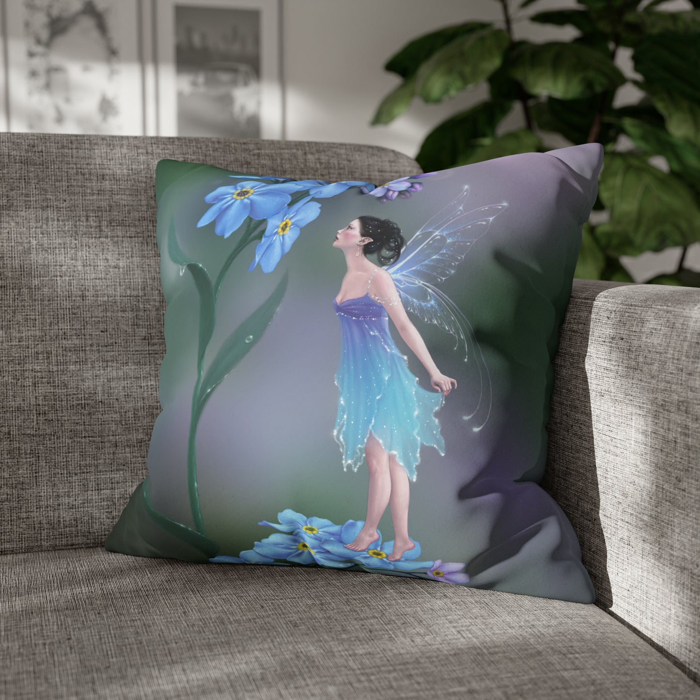 Throw Pillow Cover - Forget-Me-Not