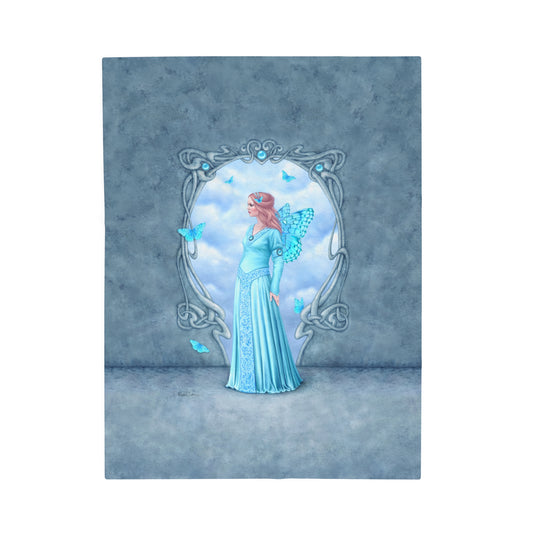 Velveteen Plush Blanket - Birthstones - Aquamarine