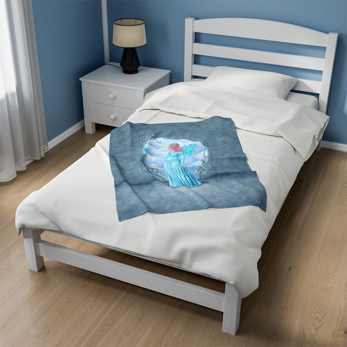 Velveteen Plush Blanket - Birthstones - Aquamarine