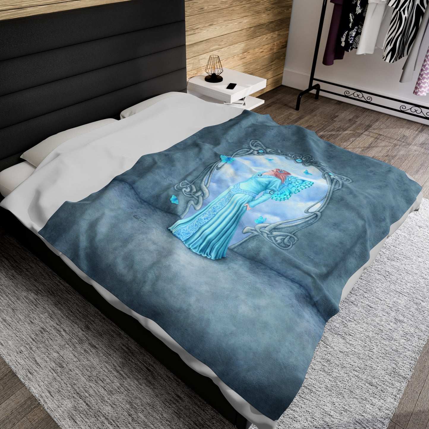 Velveteen Plush Blanket - Birthstones - Aquamarine