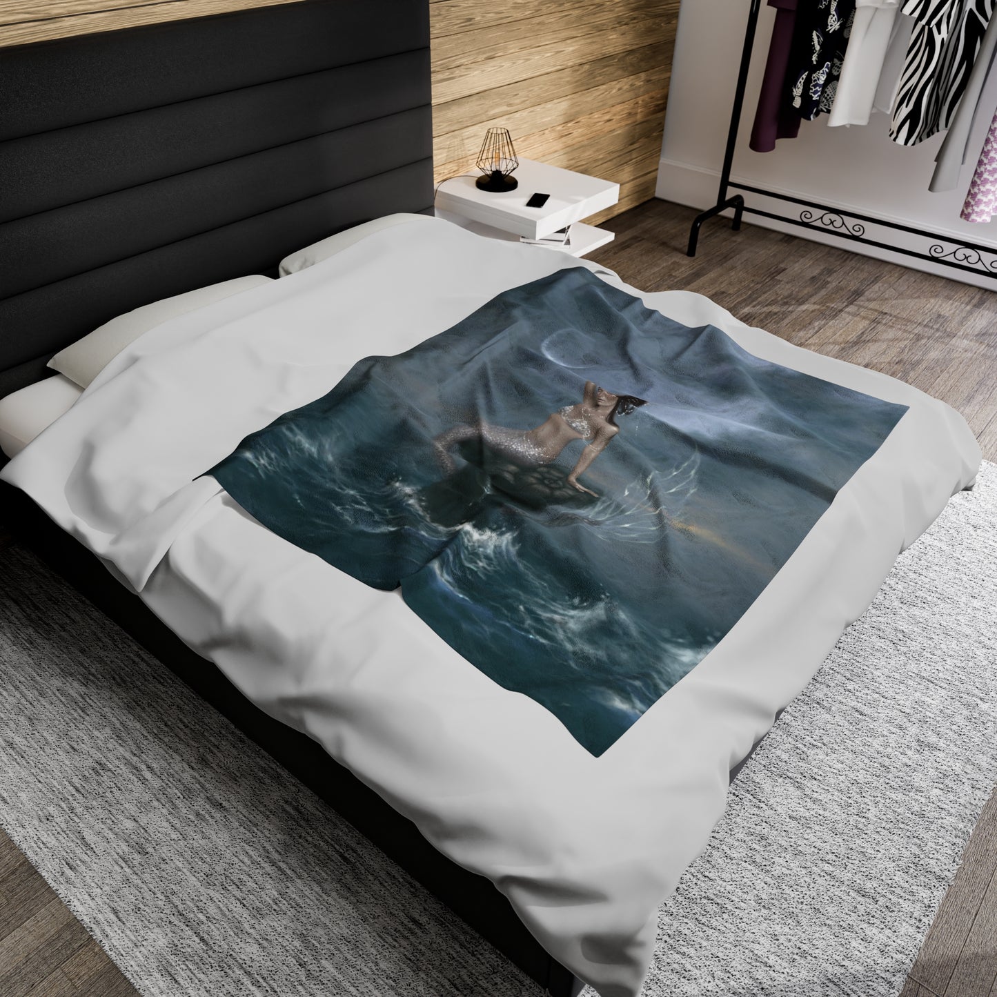 Velveteen Plush Blanket - Moon Tide