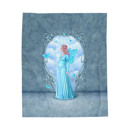 Velveteen Plush Blanket - Birthstones - Aquamarine
