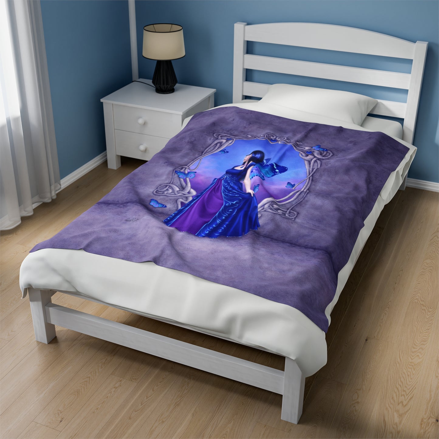 Velveteen Plush Blanket - Birthstones - Sapphire