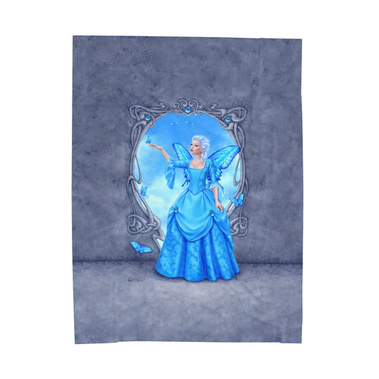 Velveteen Plush Blanket - Birthstones - Blue Topaz