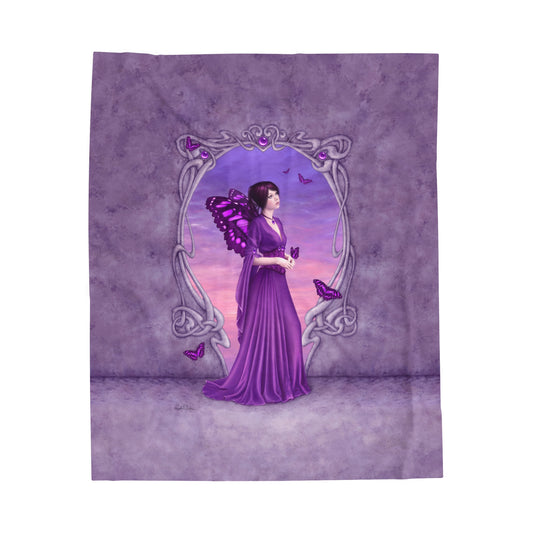 Velveteen Plush Blanket - Birthstones - Amethyst