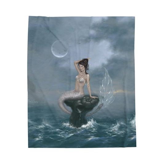 Velveteen Plush Blanket - Moon Tide