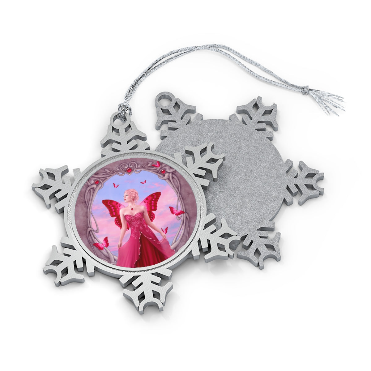 Snowflake Ornament - Ruby Birthstone Fairy