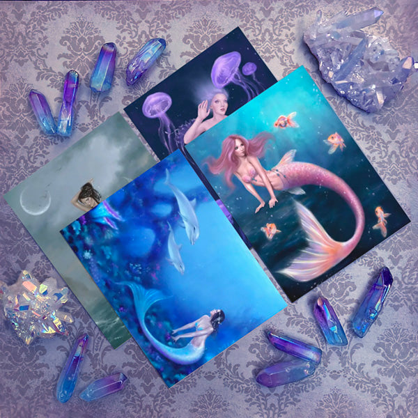 Mermaids Set of 4 Postcards