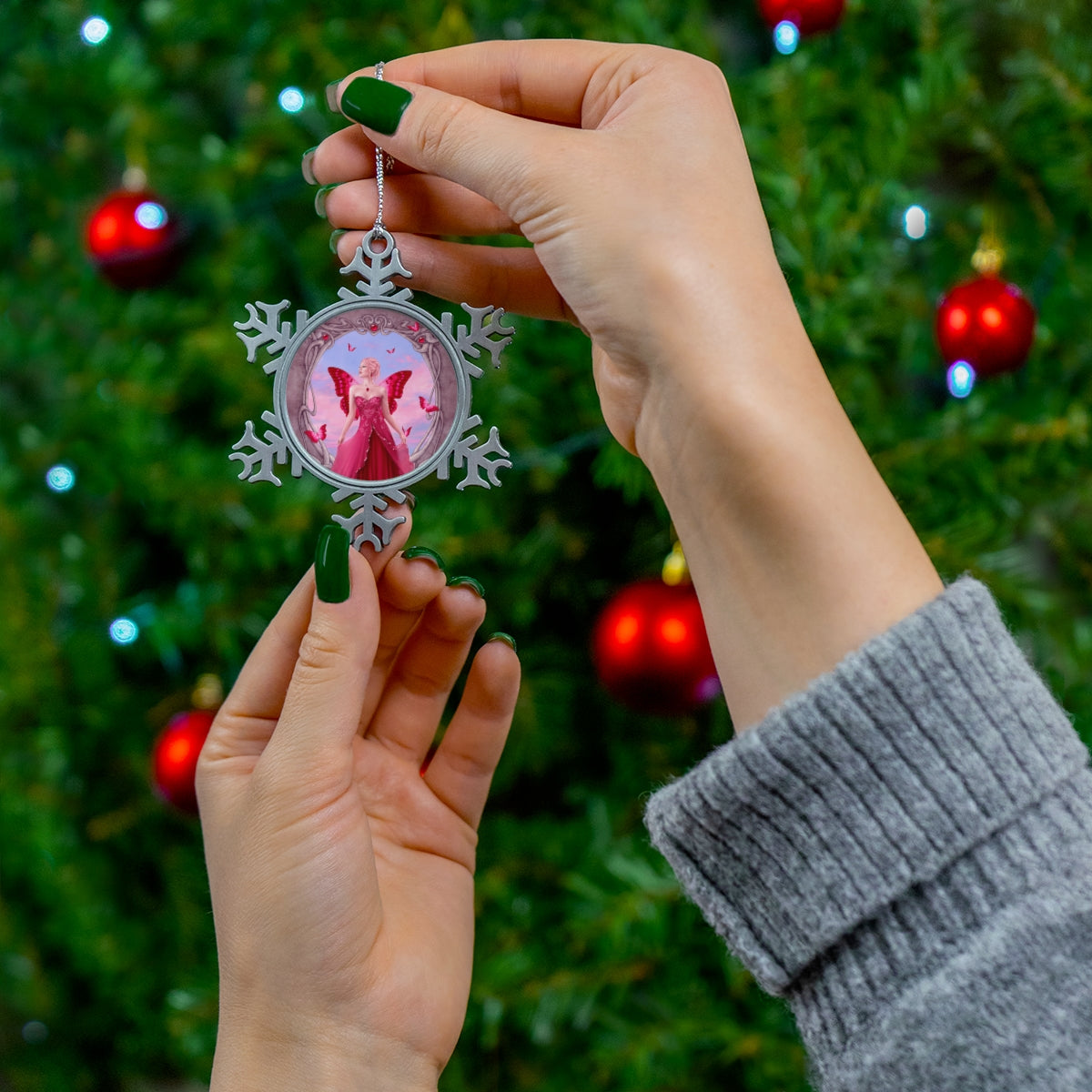 Snowflake Ornament - Ruby Birthstone Fairy