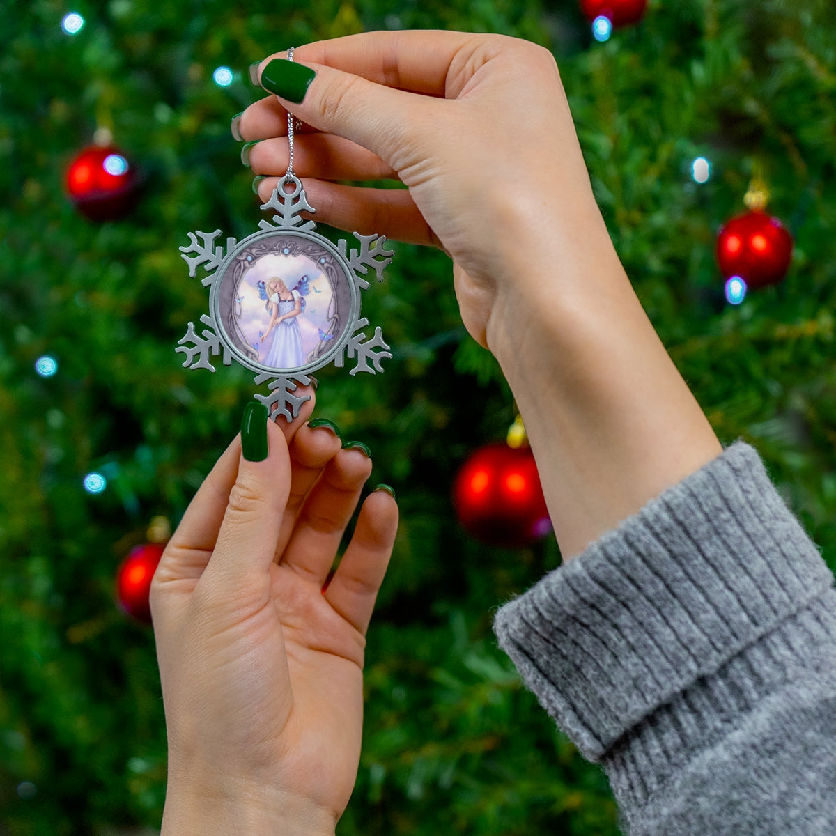 Snowflake Ornament - Opal Birthstone Fairy