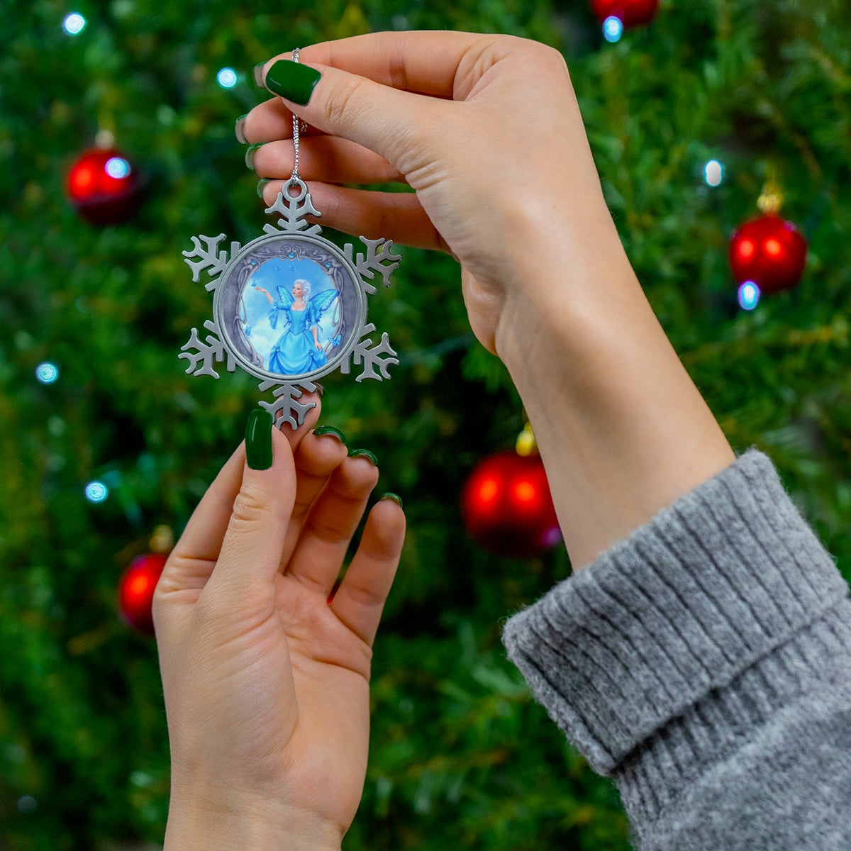 Snowflake Ornament - Blue Topaz Birthstone Fairy