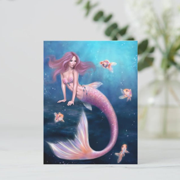 Set of 4 Moon Fairy & Mermaid Postcards