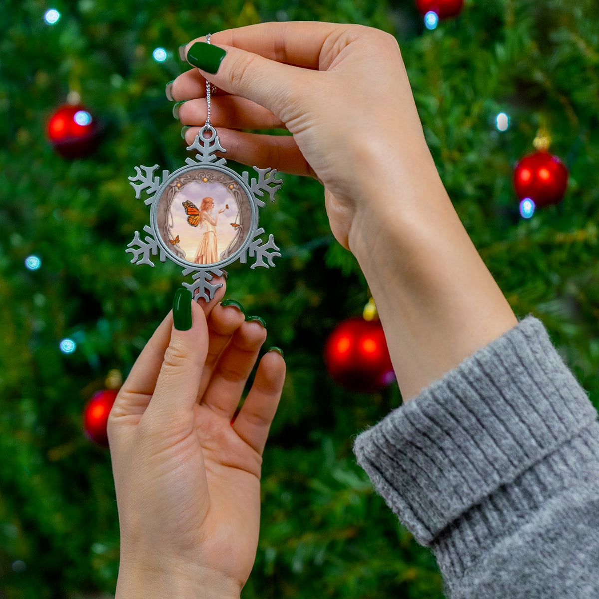 Snowflake Ornament - Citrine Birthstone Fairy