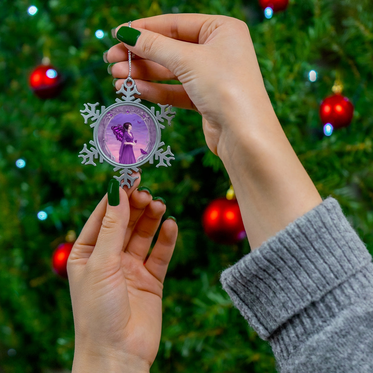 Snowflake Ornament - Amethyst Birthstone Fairy