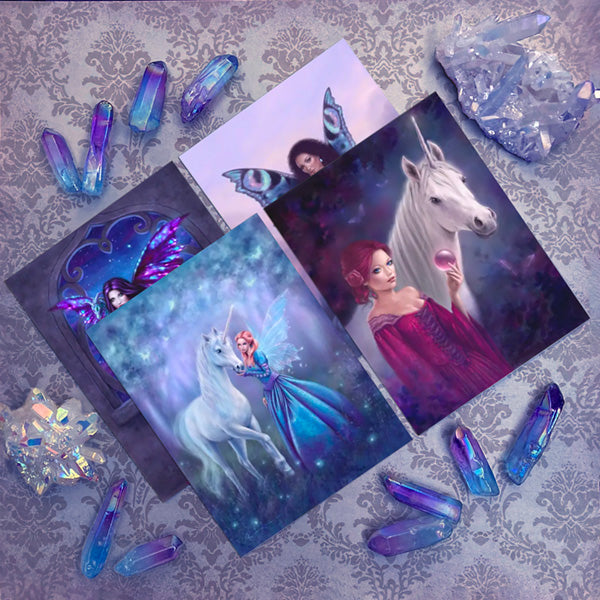 Unicorns & Dragons Set of 4 Postcards