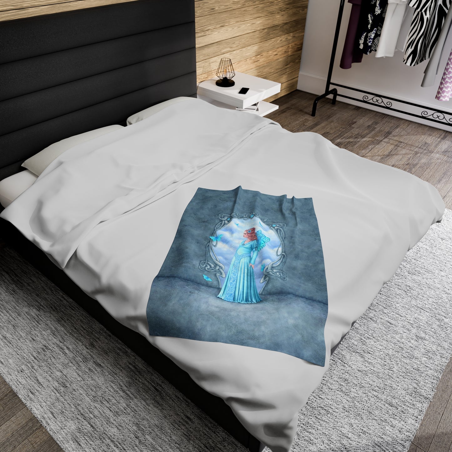 Velveteen Plush Blanket - Birthstones - Aquamarine