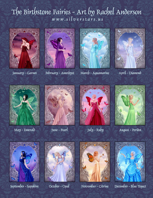 Birthstone Fairy Set of 12 Postcards