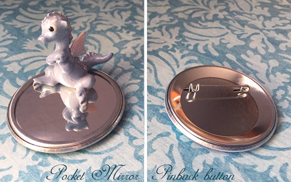 Ultramarine Mermaid - Mirror Magnet &amp; Button